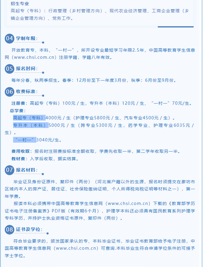 廊坊開放大學（固安分校）2023年招生簡章