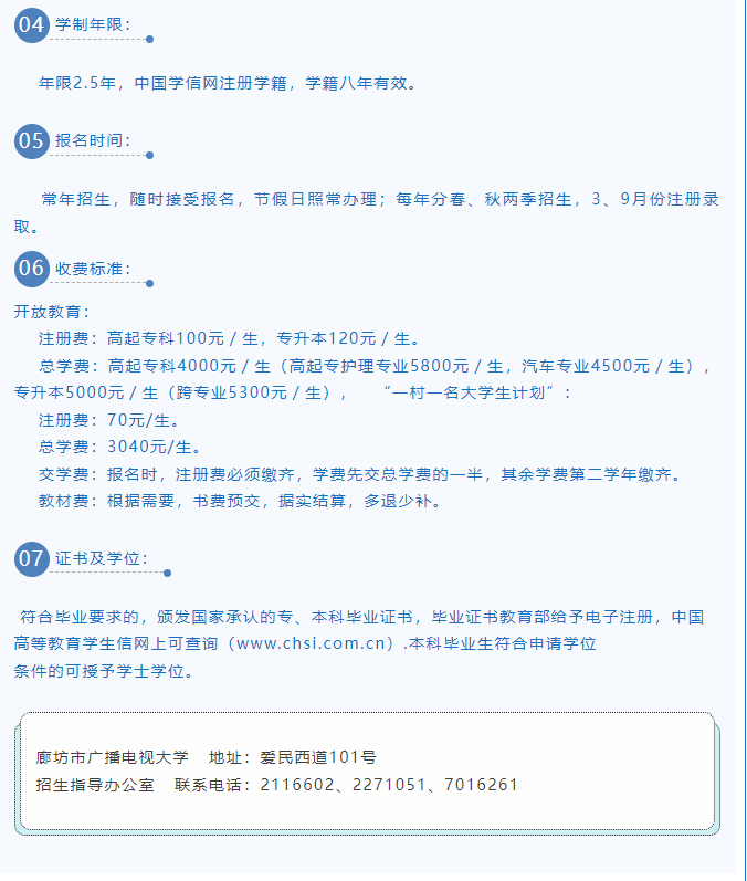 廊坊開放大學（霸州分校）2022年春季招生簡章