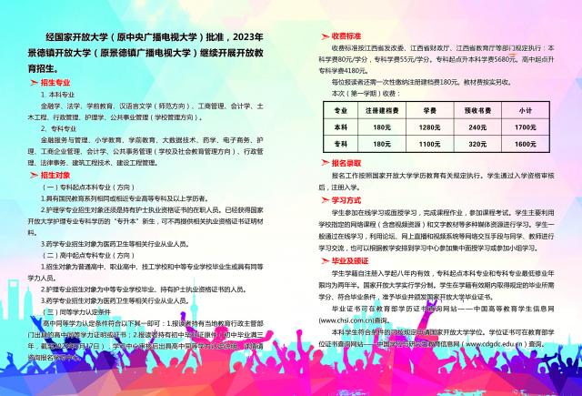 景德鎮樂平開放大學2023年春季開放教育招生簡章