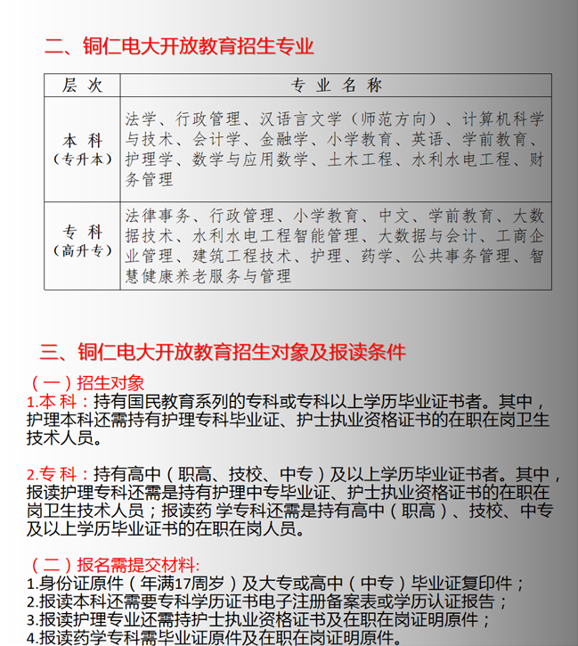 銅仁玉屏開放大學秋季招生簡章