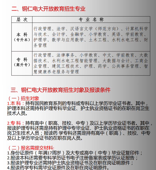 銅仁松桃開放大學2023年春季招生簡章