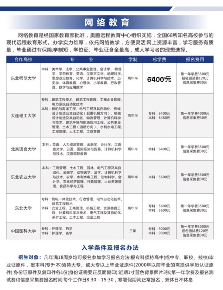 鞍山鐵東電大20年秋季招生簡章