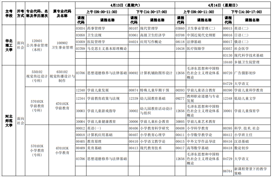 2024年4月河北自考考試安排