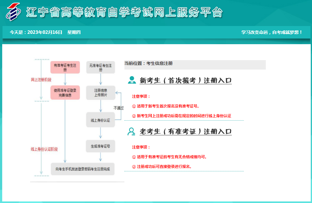 2023年10月遼寧省自考報名官網