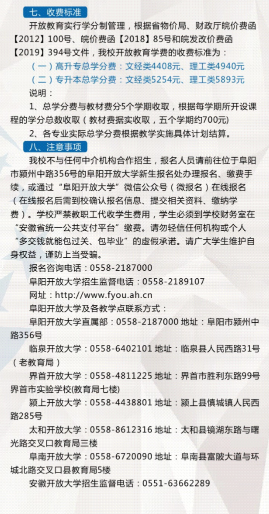 阜陽開放大學（潁上分校）2022年秋季招生簡章