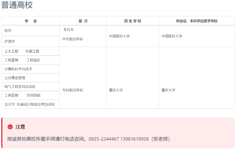 雅安開放大學（寶興分校）招生簡章