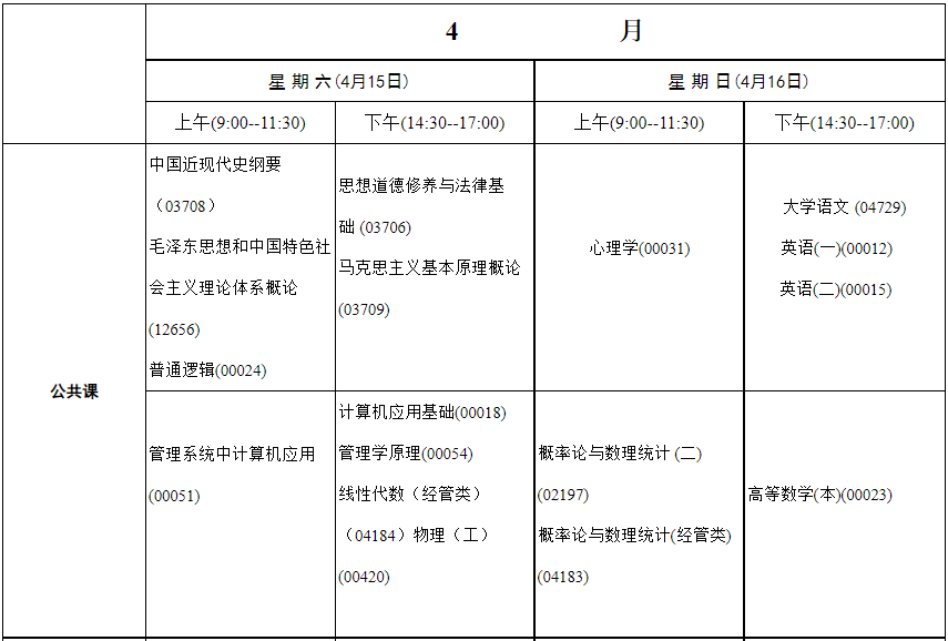 2023年4月內蒙古阿拉善盟自學考試考試安排