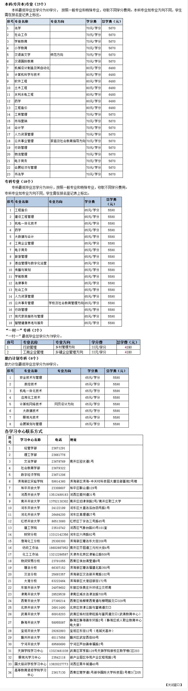 天津開放大學(寶坻分校)2023年春季開放教育招生簡章(本科、專科專業全) 天津開放大學(寶坻分校)2023年春季開放教育招生簡章(本科、專科專業全)