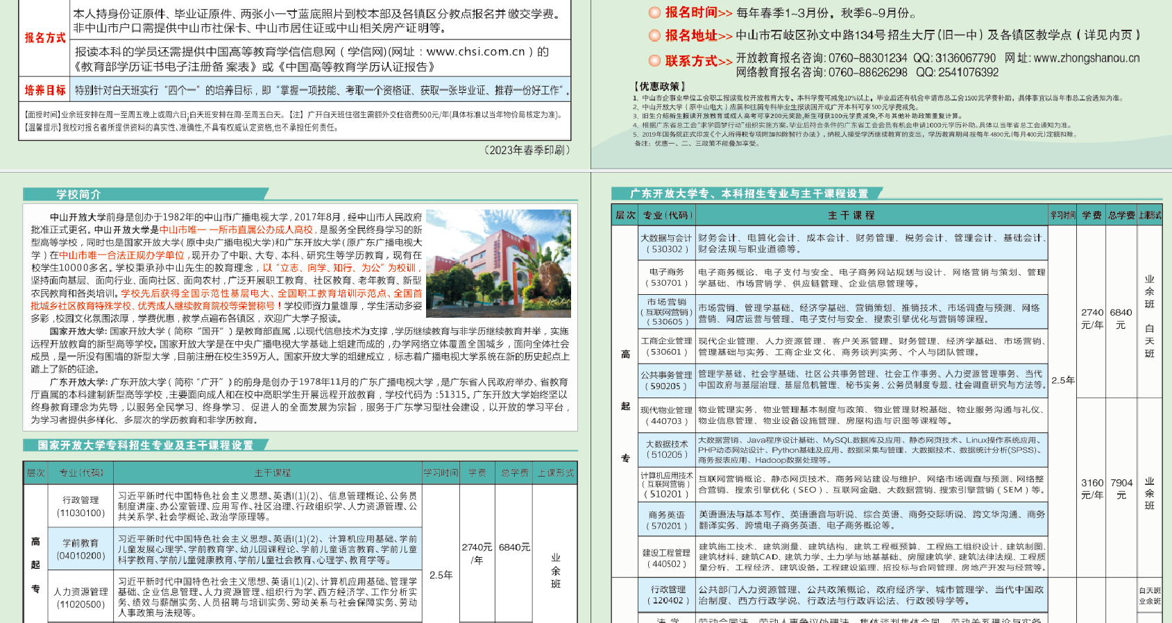 2023年中山開放大學招生簡章