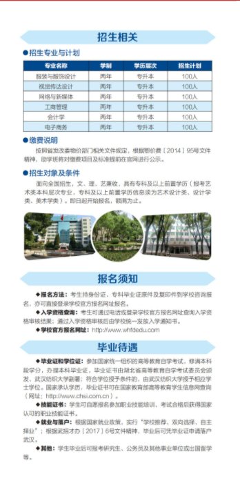 武漢紡織大學全日制自考專升本2023年招生簡章