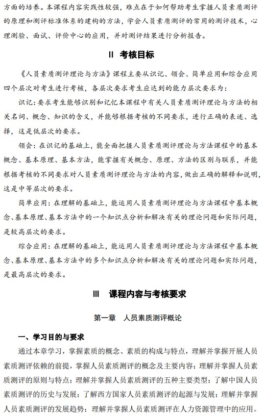 2024年江蘇自學考試大綱14112人員素質測評理論與方法(高綱4024) 2024年江蘇自學考試大綱14112人員素質測評理論與方法(高綱4024)