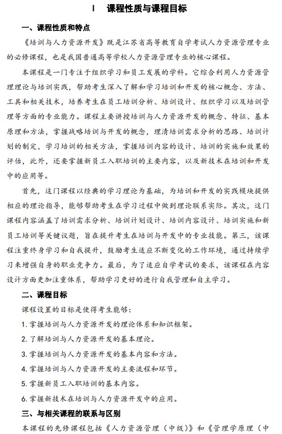 2024年江蘇自學考試大綱14056培訓與人力資源開發(高綱4361) 2024年江蘇自學考試大綱14056培訓與人力資源開發(高綱4361)