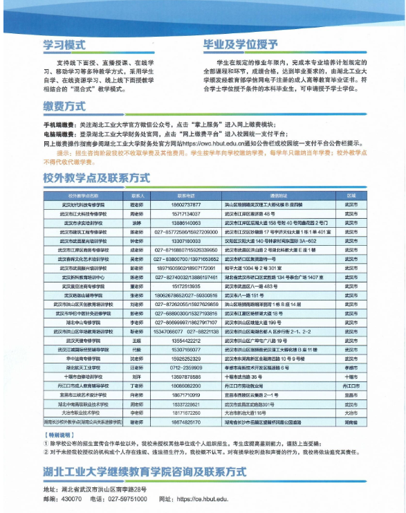湖北工業大學2024年成人高等教育招生簡章