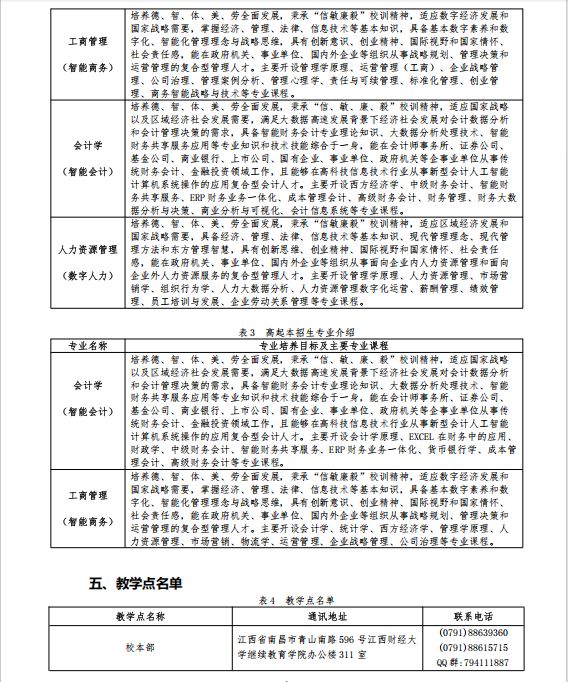 江西財經大學2025年高等學歷繼續教育招生簡章