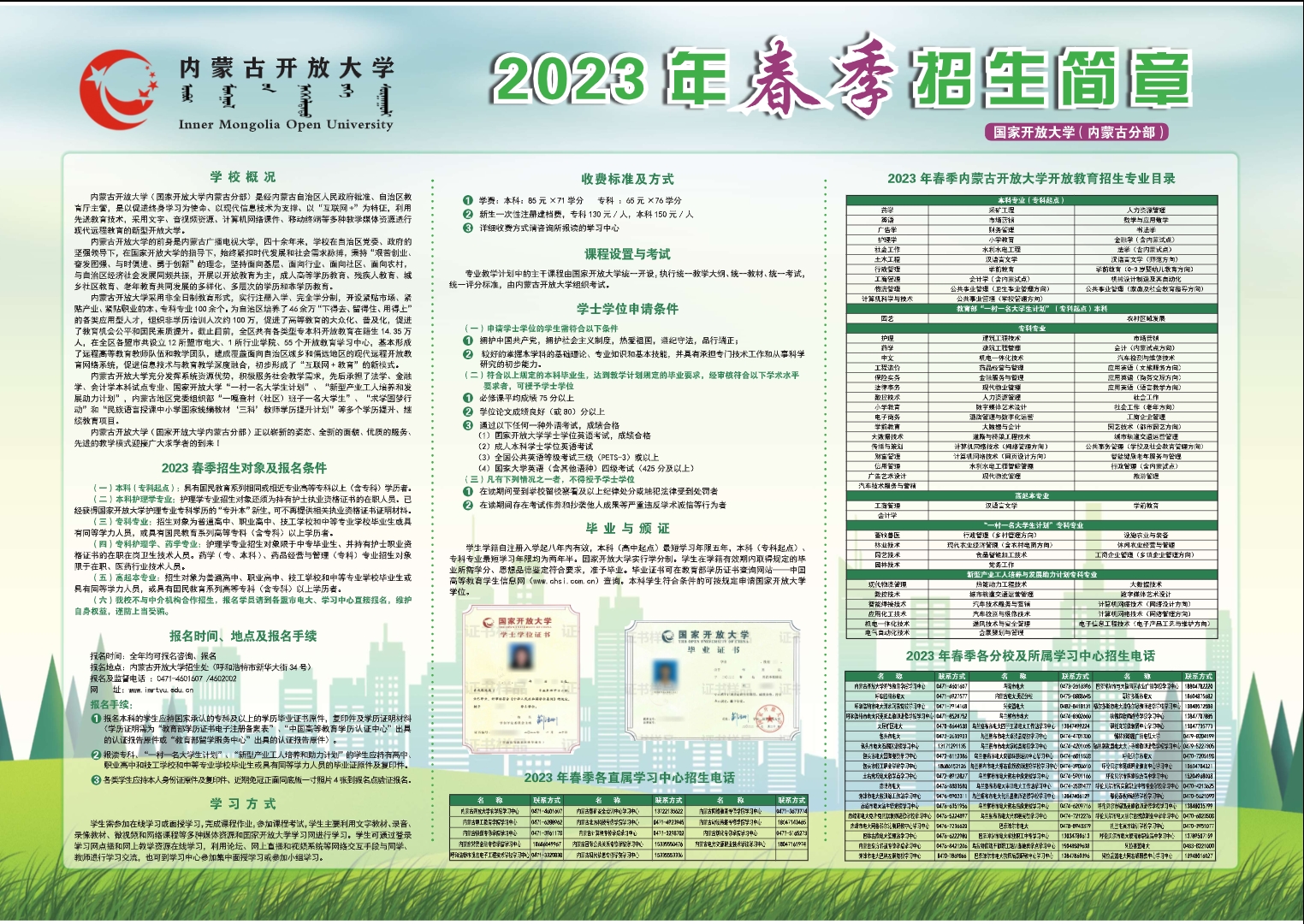 內蒙古太仆寺旗開放大學2023年春季招生簡章
