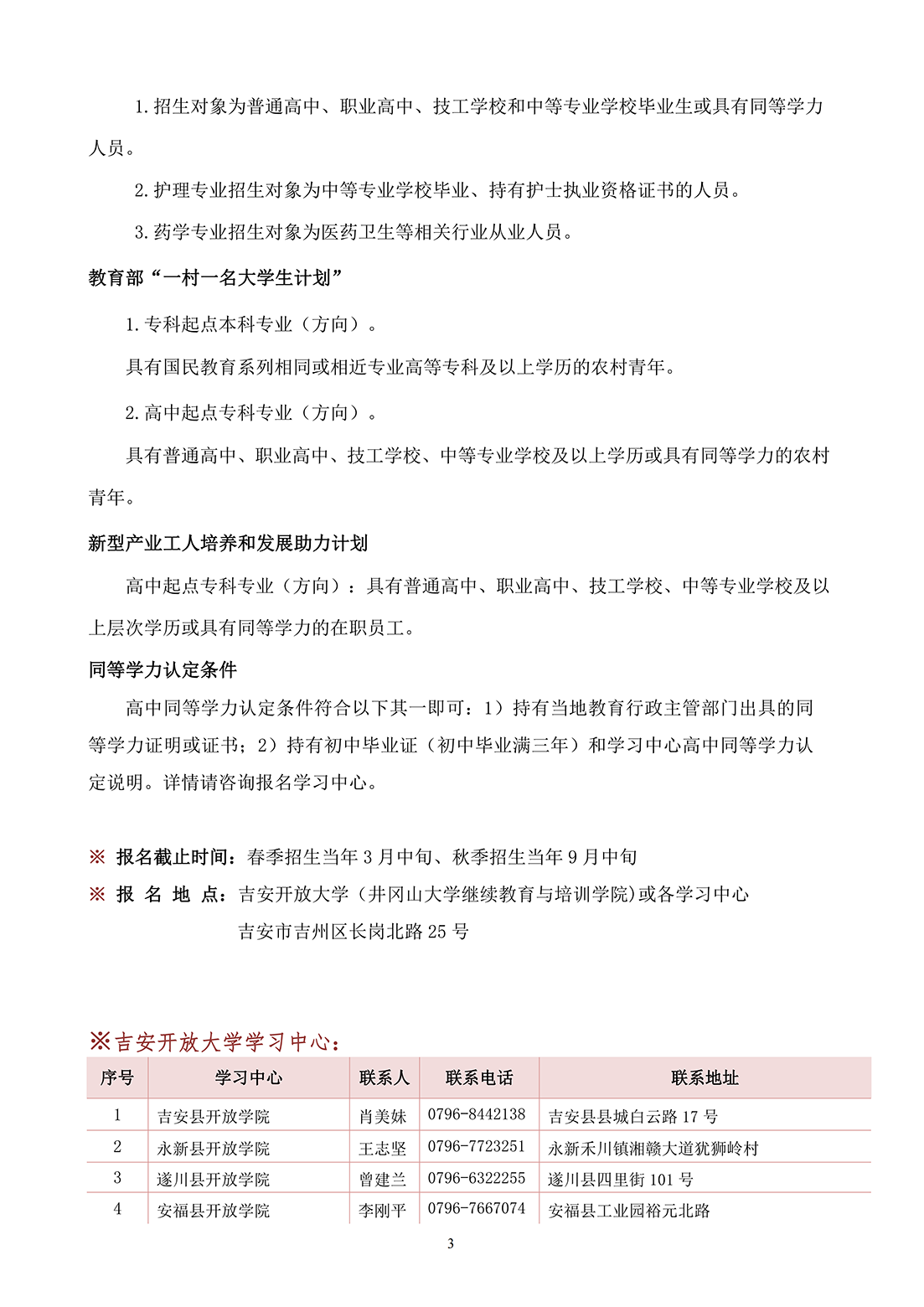 吉安吉水縣開放大學2023年春季開放教育招生簡章