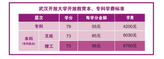 武漢武昌開放大學學費多少錢？