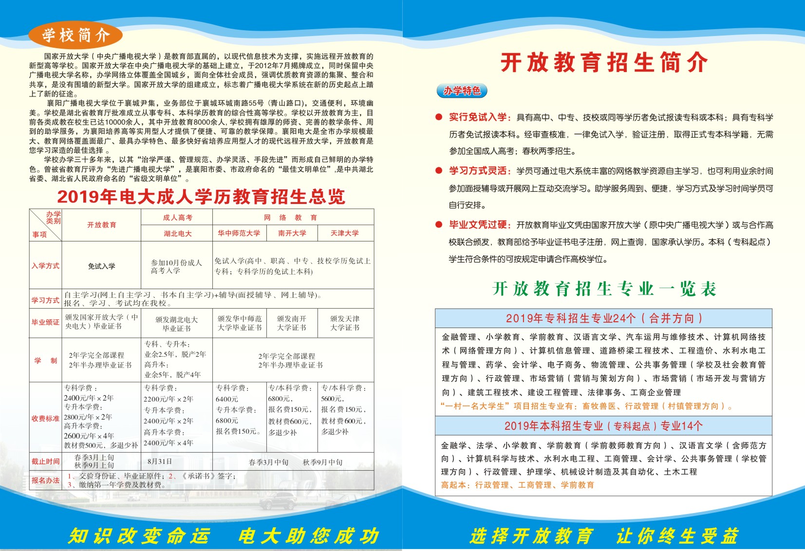 襄陽開放大學2019年招生簡章