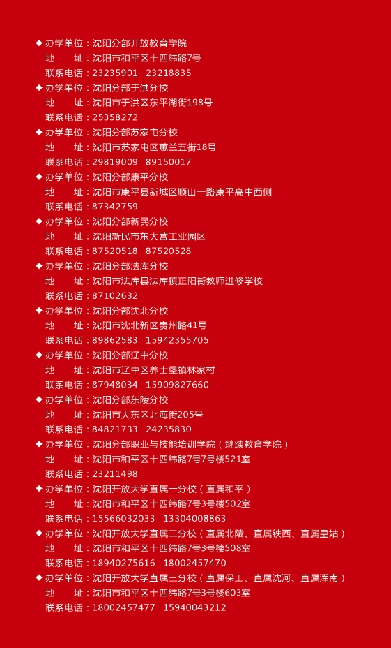 沈陽遼中開放大學秋季開放教育招生簡章