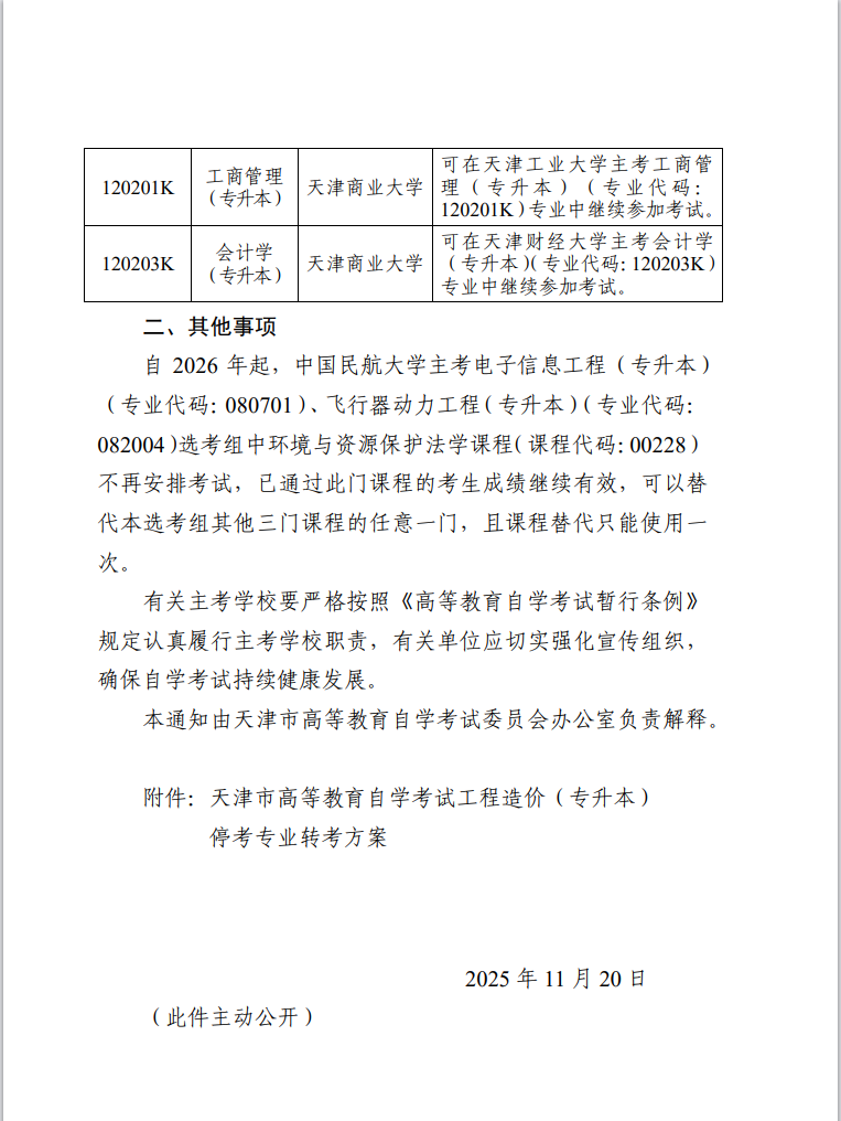 津考委高發〔2025〕3號-市考委關于天津市高等教育自學考試停考相關專業的通知